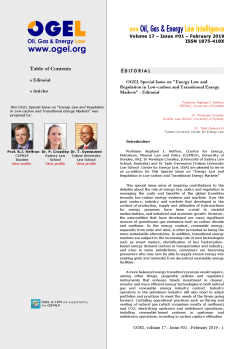 OGEL 1 (2019 - Energy Law and Regulation in Low-carbon and Transitional Energy Markets